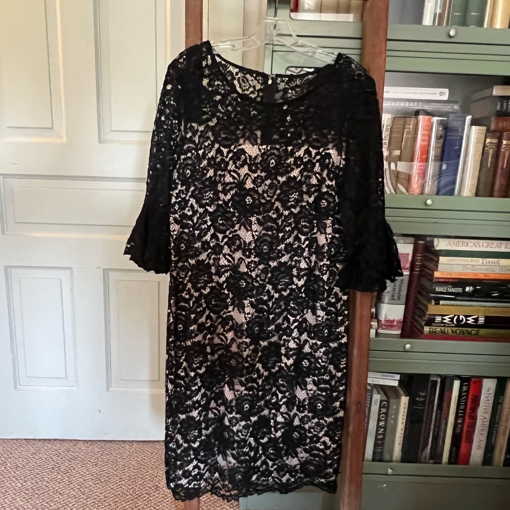 DKNY cocktail dress black lace - size 14